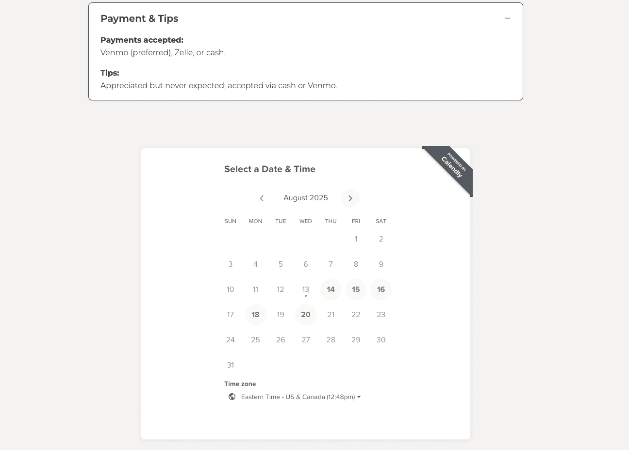 Booking preview